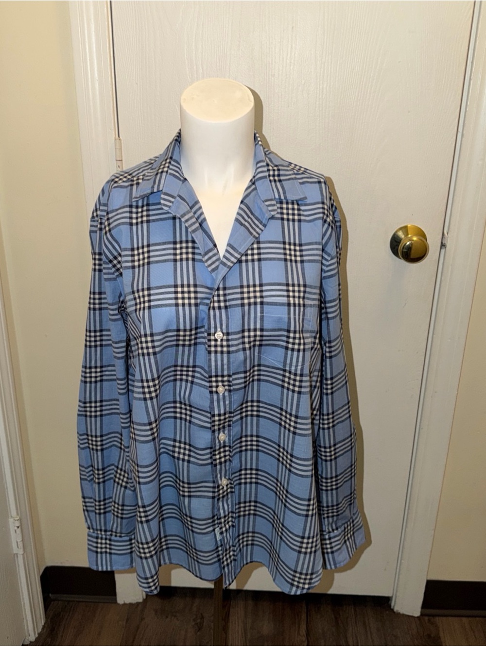 Frank & Eileen Blue Plaid Button-Up Blouse